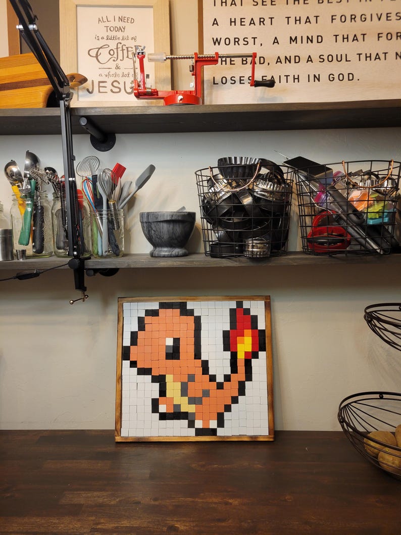 Pokemon Wood Pixel Art - Charmander - Etsy