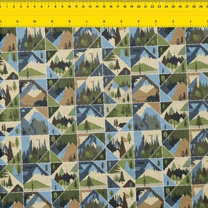 Stof per meter, berglandschapspatroon, 147 cm breed