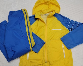 Vtg 80s WeatherVane Run-About Nylon Tracksuit Hood Windbreaker Pants Set L READ