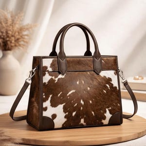 Ręcznie robiona torba na ramię ze skóry bydlęcej, z włosiem