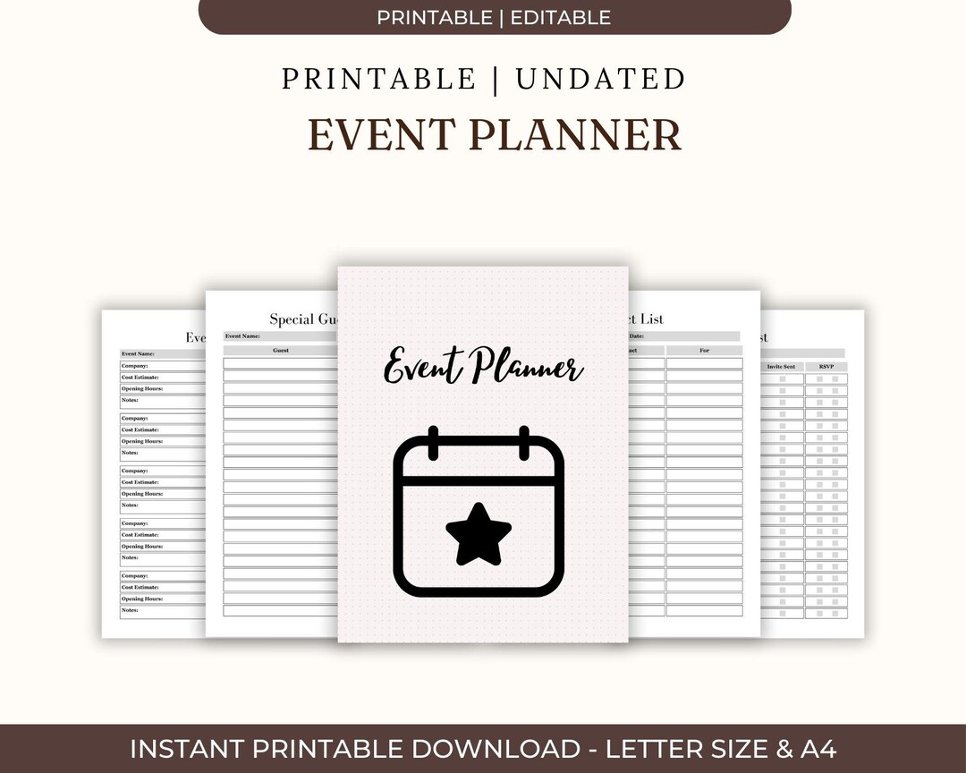 Event Planner Printable | Party Planning Template | Wedding Organizer ...