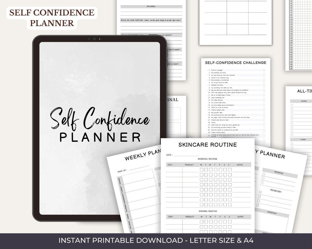 Self Confidence Planner Digital Personal Growth Workbook for Women ...