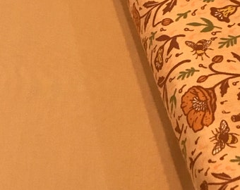 Spice apricot color fabric in organic cotton lawn Wild Coast Collection