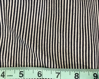 Remnant 59" inches  Skinny Striped Denim Conductor Blue and White Cotton Yarndyed