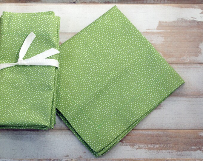 Green Napkin Set Spring Garden Green With White Dot Reusable Eco