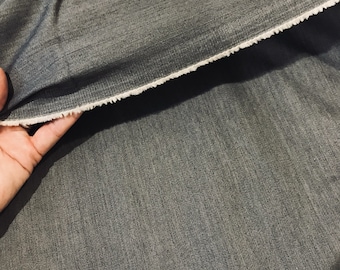 Grey Denim Fabric by the yard Cotton Stretch
