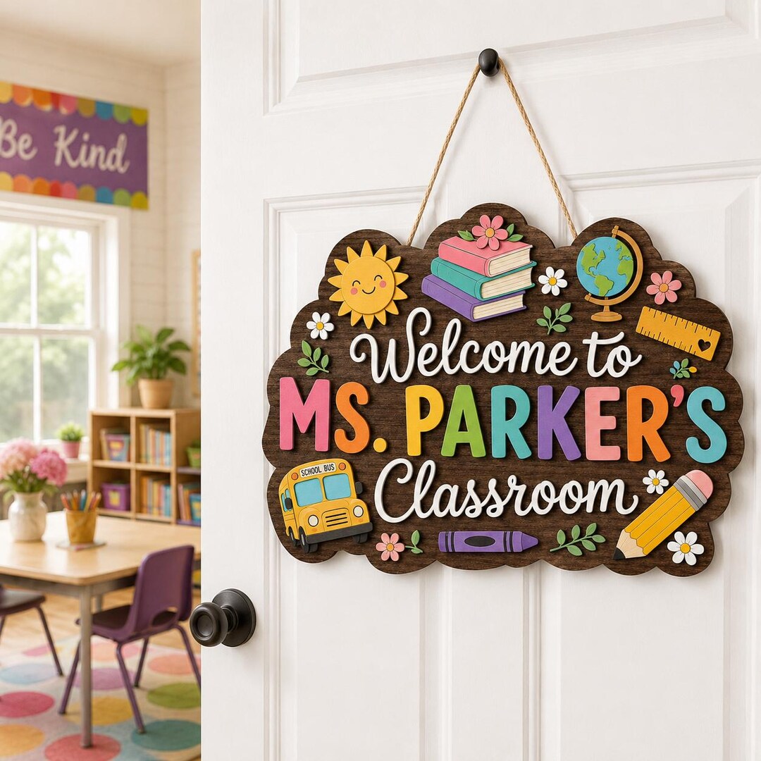 Personalized Classroom Door Sign, Welcome to Teacher Classroom Decor ...