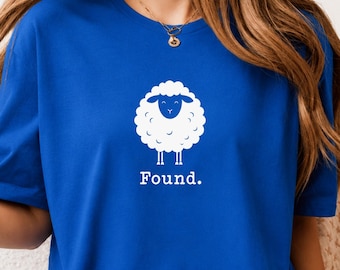 Found Minimalist Sheep Christian Psalm 23 Lamb Christian T-Shirt, Christian Faith Gift, Bible Verse Lover Graphic Tee