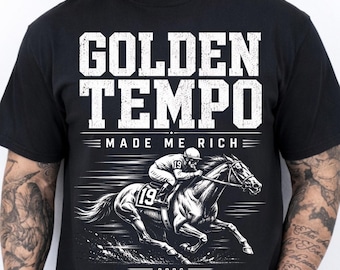 2026 Golden Tempo Made Me Rich Horse Racing Winner Race Day T-Shirt, Horse Racing Fan Gift, Derby Day Graphic Tee