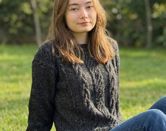 Fisherman Cable Knit Sweater — Chunky Winter Pullover Jumper, Merino Wool Blend Knitwear, Cozy Classic Knit Sweater