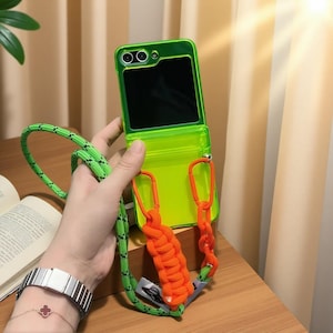 Crossbody Fluorescence Case for Samsung Galaxy Z Flip 7 FE 6 5 4 3 Green Shockproof Cover