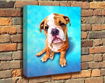 Bulldog Portrait | Custom Bulldog Portrait | Bulldog Painting From Your Photos | American Bulldog Art by Iain McDonald