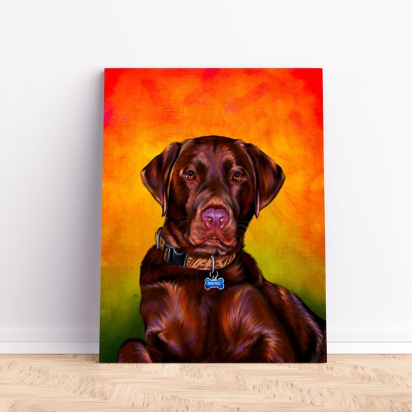 Chocolate Labrador Portrait, Chocolate Lab Art, Chocolate Labrador Painting example