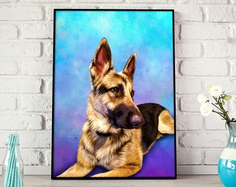 German Shepherd Portrait | Custom German Shepherd Portrait | German Shepherd Painting From Your Photos | German Shepherd Art Iain McDonald