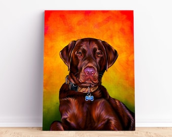 Chocolate Labrador Portrait, Chocolate Lab Art, Chocolate Labrador Painting example