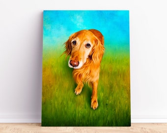 Custom Golden Retriever Portrait, Portrait from Your Photo, Personalized Golden Retriever Portrait, Golden Retriever Memorial