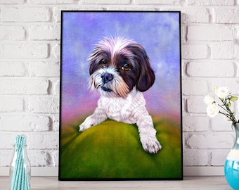 Shih Tzu Portrait | Custom Shih Tzu Portrait | Shih Tzu Painting From Your Photos | Shih Tzu Art by Iain McDonald