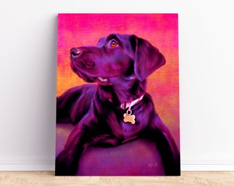 Chocolate Labrador Portrait, Chocolate Lab Art, Chocolate Labrador Painting example