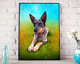 Australian Cattle Dog Portrait | Custom Australian Cattle Dog Portrait | Australian Cattle Dog Painting | Australian Cattle Dog Art