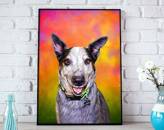 Australian Cattle Dog Portrait | Custom Australian Cattle Dog Portrait | Australian Cattle Dog Painting | Australian Cattle Dog Art