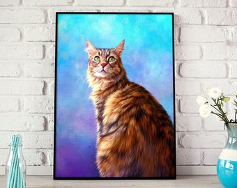 Cat Art from photos. Custom Cat Portrait.