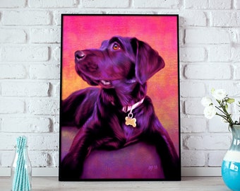 Chocolate Labrador Portrait | Custom Chocolate Labrador Portrait | Chocolate Painting From Your Photos | Chocolate Lab Art by Iain McDonald