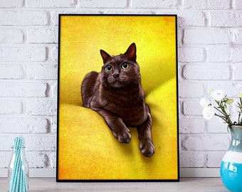 Custom Pet Portrait, Pet Portrait, Cat Portrait, Custom Cat Portrait, Custom Cat Art, Custom Cat Painting, Art