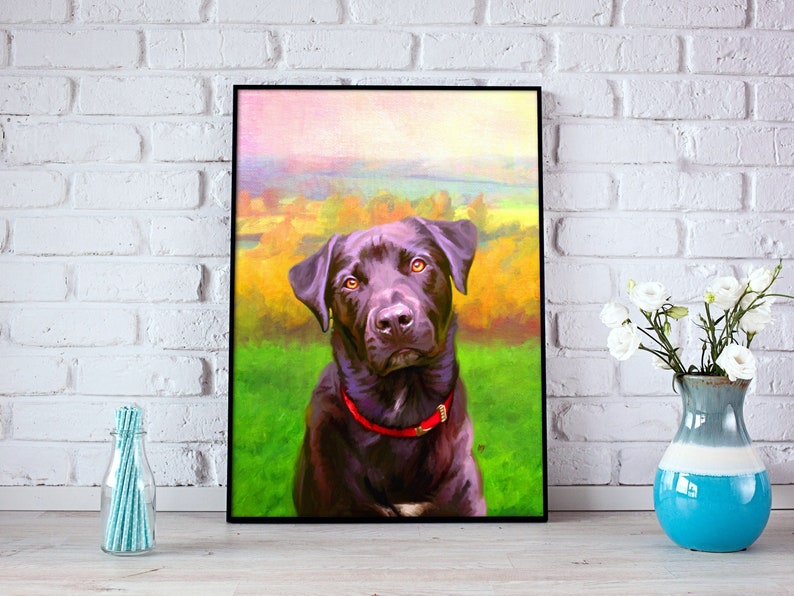 Custom Dog Portrait, Personalised Pet Portrait, Dog Lover Gift, Dog Memorial Picture, Print Your Modern Art, Colourful Pet Wall Art image 1