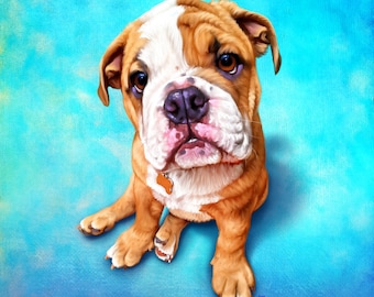 Bulldog Portrait | Custom Bulldog Portrait | Bulldog Painting From Your Photos | American Bulldog Art by Iain McDonald