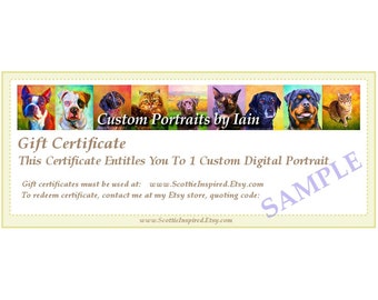 ScottieInspired Store Gift Certificate - Custom Portrait