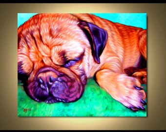 Pug Portrait | Custom Pug Portrait | Pug Painting From Your Photos | Pug Art by Iain McDonald