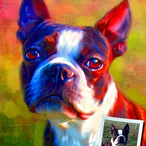Boston Terrier Custom Portrait Boston Terrier Painting | Etsy