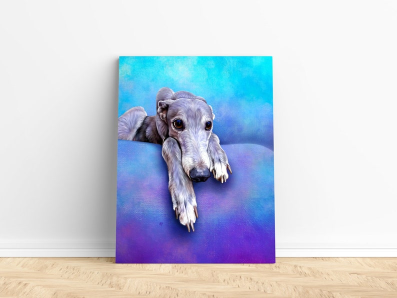 Greyhound Portrait Custom Greyhound Portrait Greyhound Painting From Your Photos Greyhound Art by Iain McDonald image 1