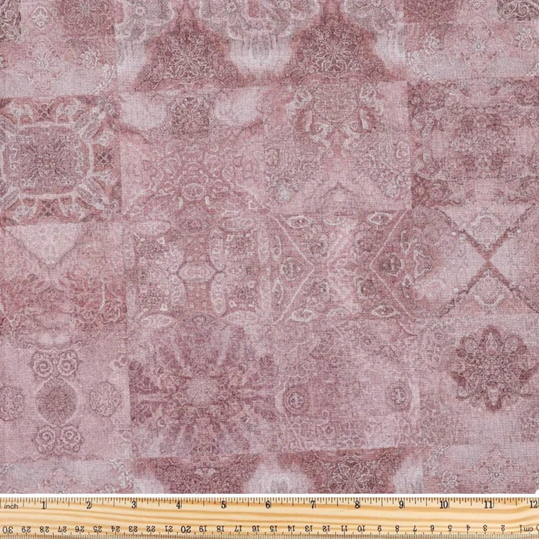 Pink Patchwork Pattern Fabric, Pink Patchwork Damask Pattern, Sold by the Yard, Polyester, 58 ...