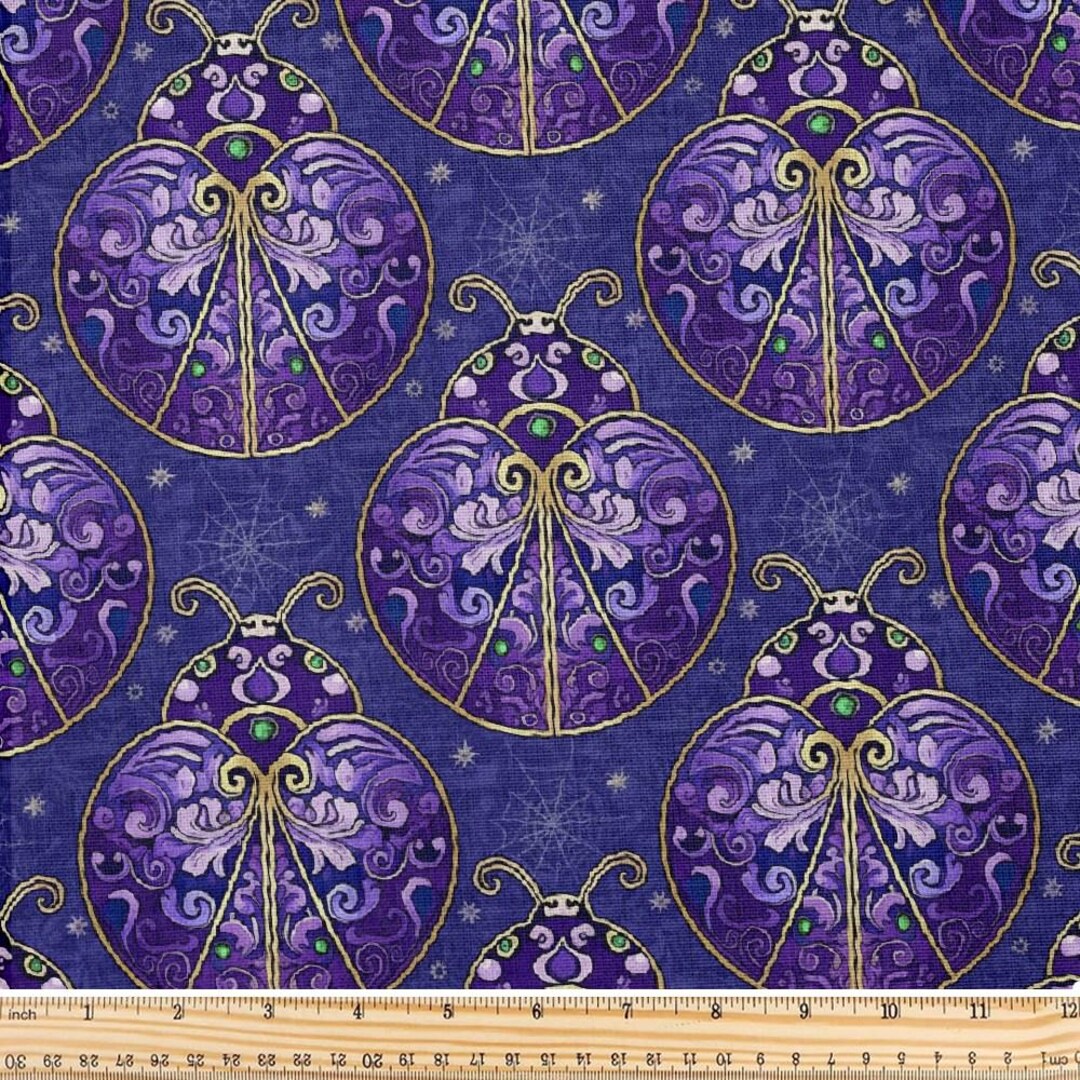 Fabric, Purple Ladybug Swirls Pattern, Sold by the Yard, Polyester, 58 ...