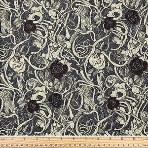 Stoff, Dark Bone Roses Muster, lose Ware, Polyester, 148 cm breit, für Home Decor, Nähen, Basteln, DIY-Projekte.
