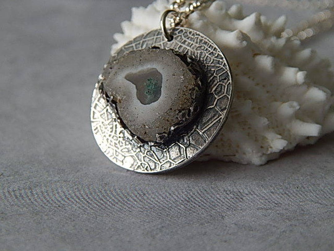 Solar Quartz Necklace Fine Silver Unique Necklace Art Clay - Etsy