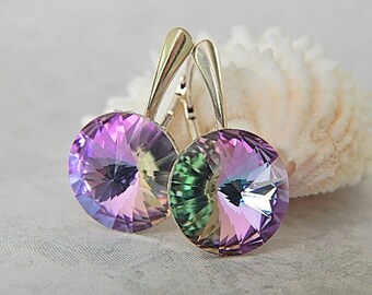 Sterling Silver Earrings, Virtail Light Crystal, Wedding Jewelry