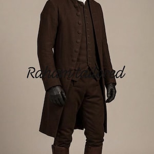 Men’s Colonial Brown Frock Coat Outfit 18th Century Historical Reenactment Costume