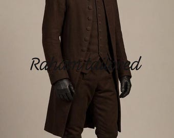 Men’s Colonial Brown Frock Coat Outfit 18th Century Historical Reenactment Costume