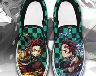 Custom HandmadeAnime Style Fan Art Slip-On Canvas Shoes, Custom Sword Fighter Sneakers