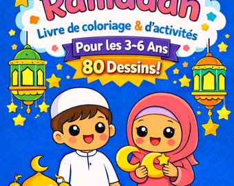 Livre de coloriage Ramadan enfant 3-6 ans. 80 dessins et des activités calmes éducatives. Coloriage Eid PDF à imprimer