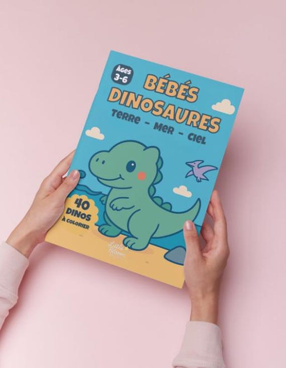 Livre de coloriage dinosaures kawaii. 40 dessins uniques à imprimer. Activité enfant. PDF téléchargeable.