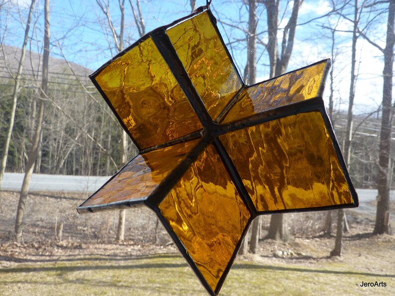 Stained Glass Mobile Suncatcher Spinner in Gold Etsy