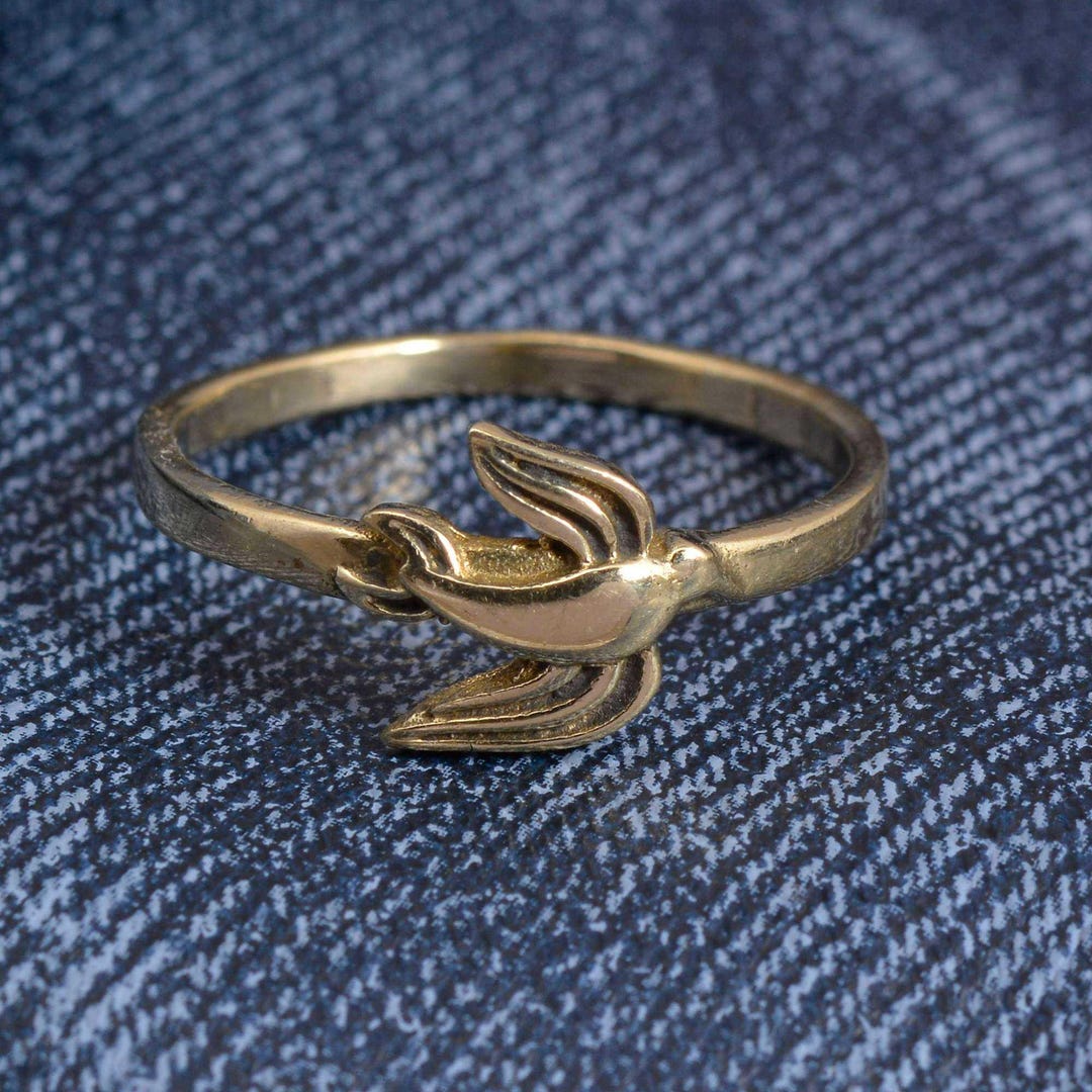 Flying Rings Birds Brass Bird Ring Minimalist Flying Bird Adjustable Statement Ring - Etsy