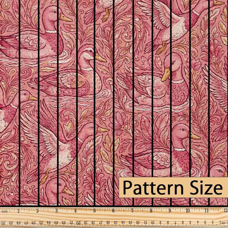 Pink Floral Duck Pattern, Fabric by the Yard, 58 In