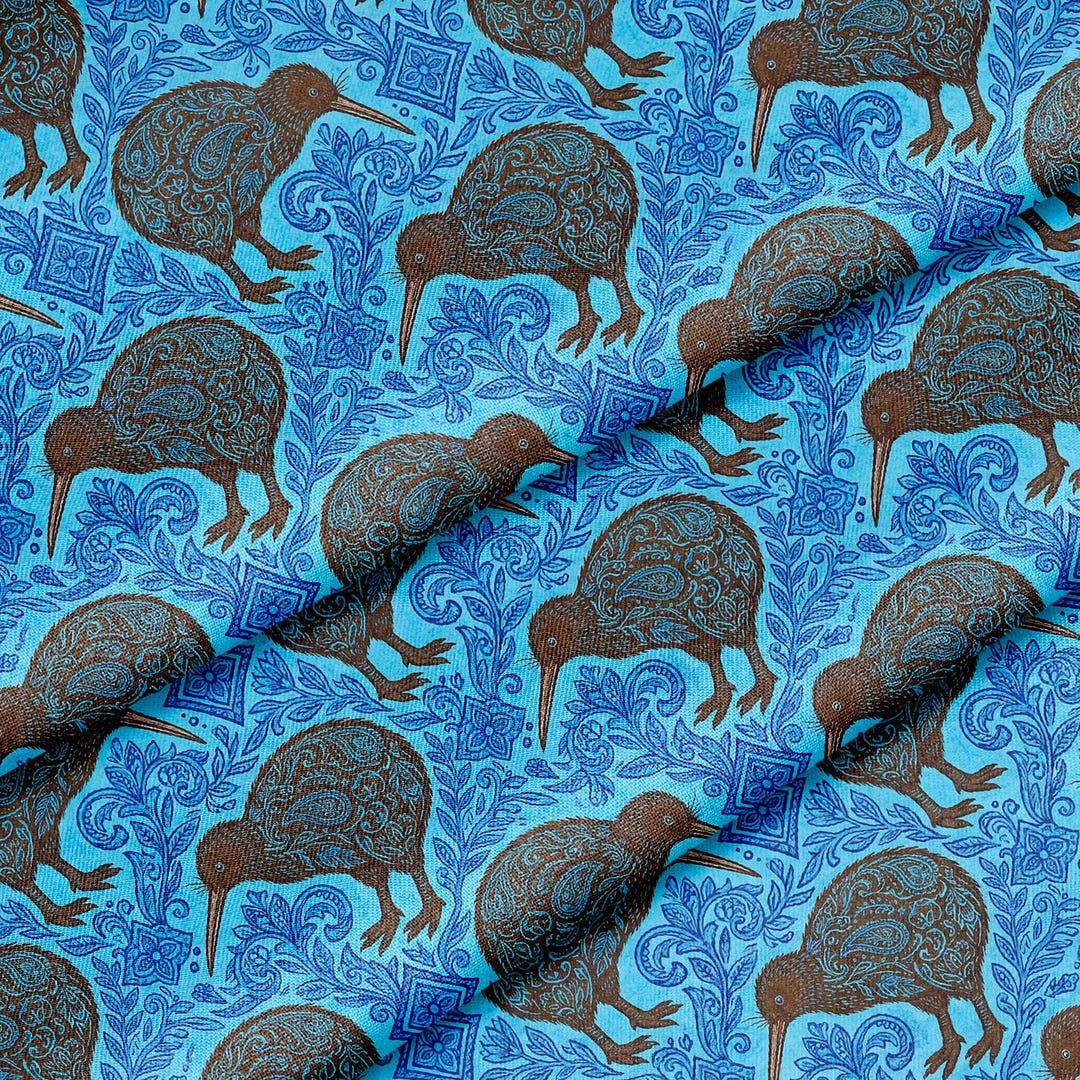 Iwi Bird Pattern Kiwi Birds Paisley Pattern, Fabric by the Yard, 58 In