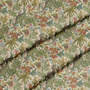 Vintage Dinosaurier Laubmuster, Stoff Meterware, 150 cm breit, Polyester zum Basteln, Nähen, D.I.Y.-Projekte