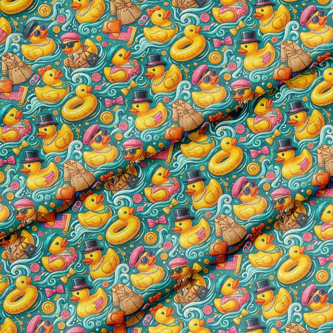 Rubber Ducks Outfits Pattern, Fabric by the Yard, 58 In