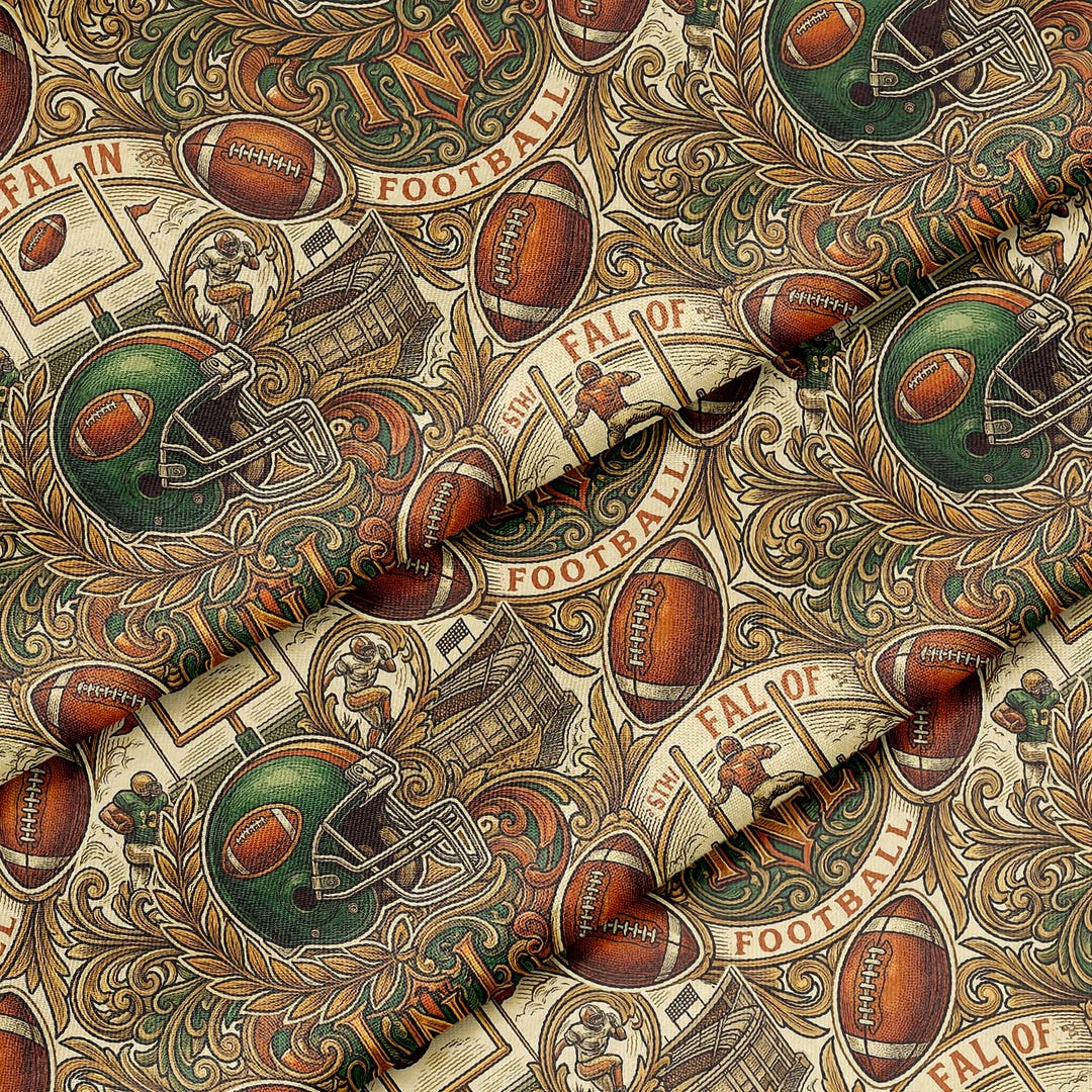 Vintage American Football Pattern, Fabric by the Yard, 58 In